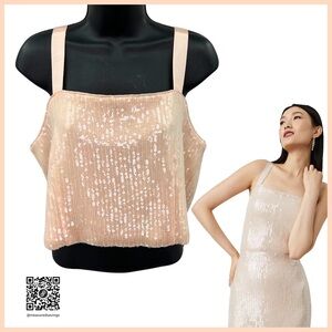 Size 10 - NWT - Champagne Sequin Crop Tank - Ann Taylor Studio Collection